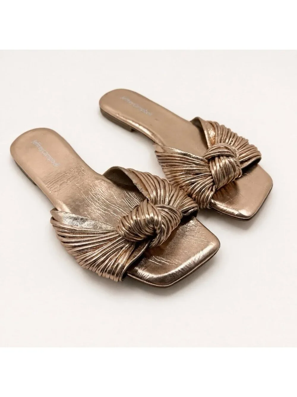 Jeffrey Campbell Knaughty-3 Rose Gold Knotted Slip-On Flat Sandal Size 7